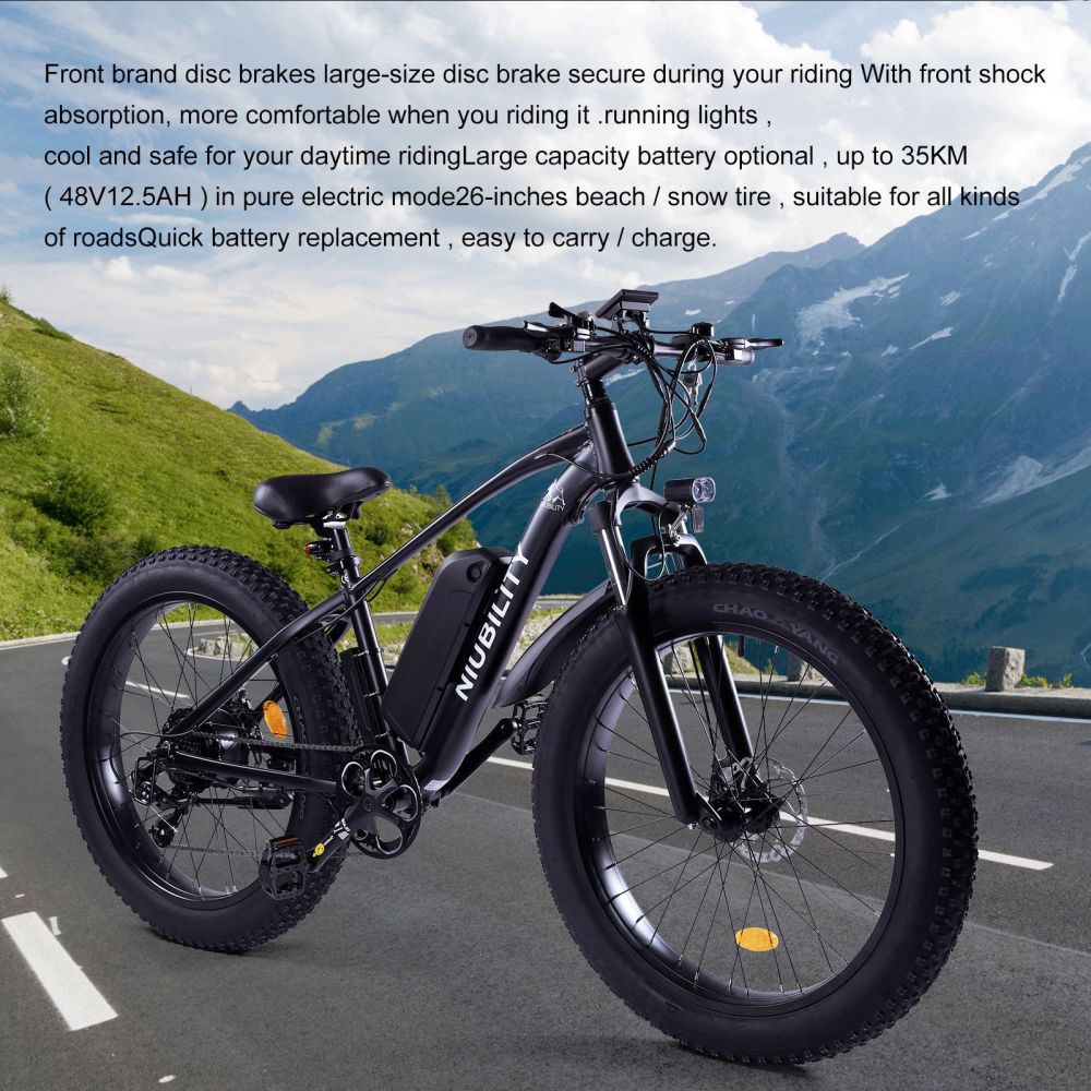 Niubility B26 Electric Bicycle 48V 12.5Ah batéria 1000W motor 35km/h maximálna rýchlosť 26'' pneumatiky skladací horský bicykel čierny