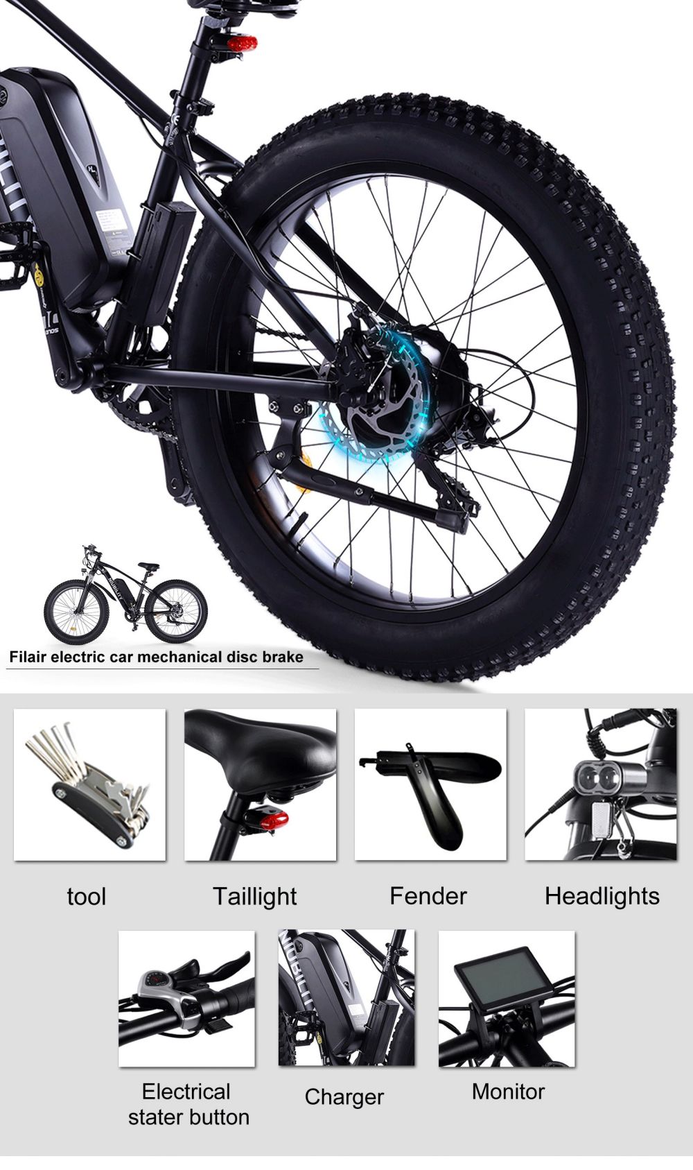 Niubility B26 Electric Bicycle 48V 12.5Ah Battery 1000W Motor 35km/h Max Speed 26'' Tires Folding Mountain Bike Black