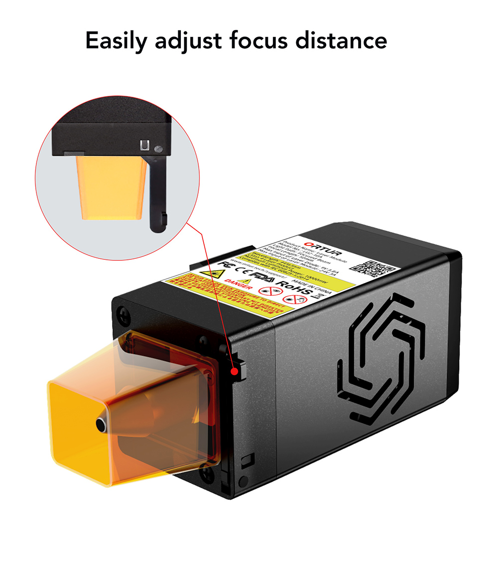 Ortur Laser Module LU2-10A 24V 10W, Compressed Spot Fixed Focus for Desktop Engraving Machine and Aufero Laser Engraver