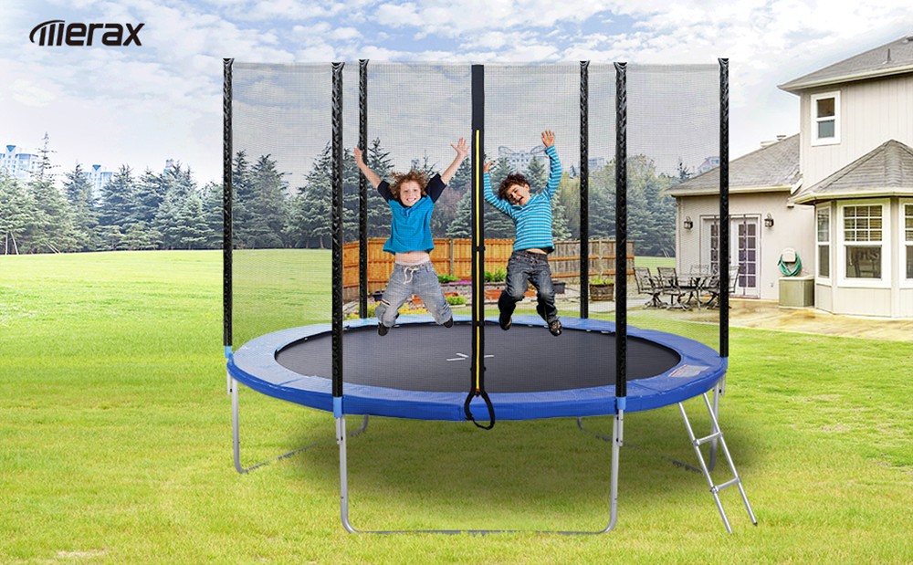 Outdoor Trampoline With Safety Fence And Ladder, 10FT Garden Trampoline With 150KG Passed GS And TUV Test