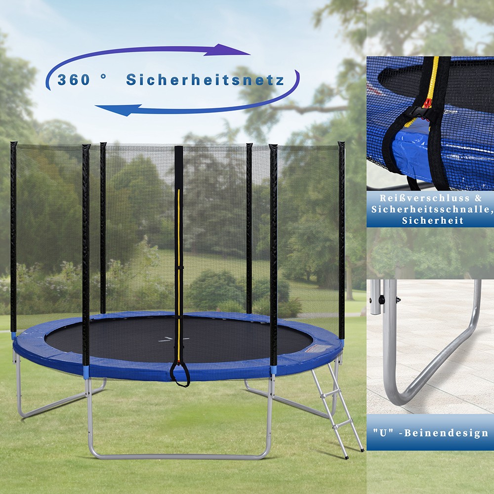Outdoor Trampoline With Safety Fence And Ladder, 10FT Garden Trampoline With 150KG Passed GS And TUV Test