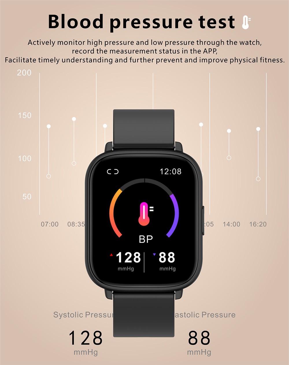 Q9 Pro GT2 Smartwatch 1.85'' TFT HD Touch Screen BT5.0 Hreat Rate Blood Pressure SpO2 Monitor Fitness Tracker Beige&Gold