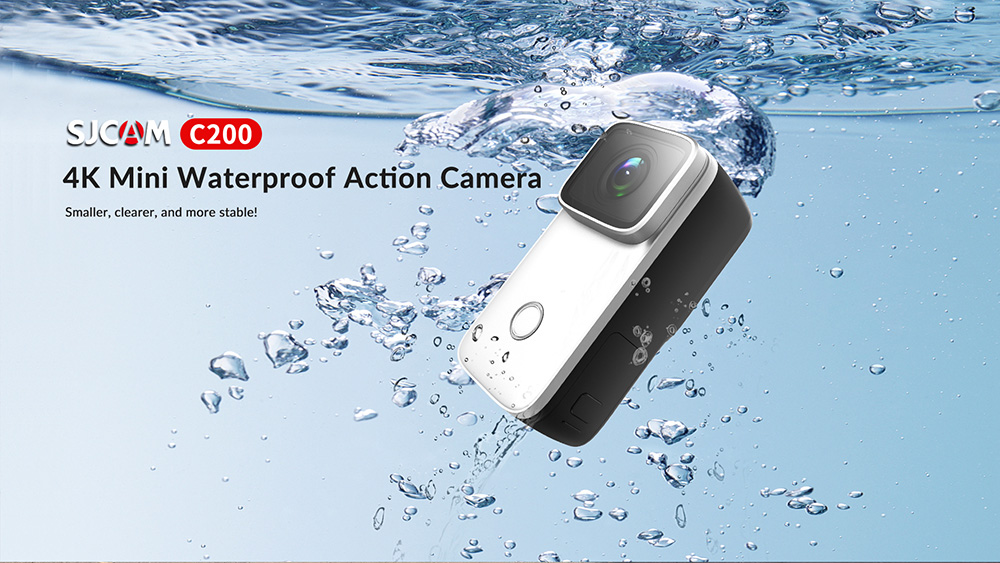 SJCAM C200 Sports & Action Camera, 4K/24FPS, Waterproof 5M, 6-Axis Gyro Stabilizer, Remote Control - Black