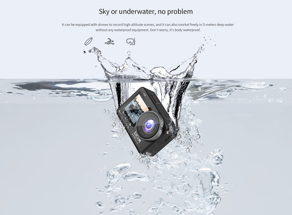 SJCAM SJ0 Pro Sports & Action Camera, 2.33''+1.3'' Dual Screen 4K/60FPS, Waterproof up to 5m, 6-AXIS GYRO Stabilization