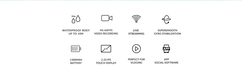 SJCAM SJ0 Pro Sports & Action Camera 4K/60FPS Sony IMX Sensor Waterproof up to 10m, 2.33'' IPS Touch Screen - White