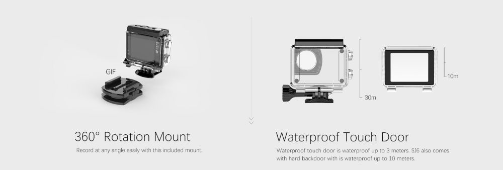 SJCAM SJ6 Legend Sports & Action Camera 4K/24FPS Waterproof, WiFi Remote Control 2.0'' LCD Touch Screen - Grey