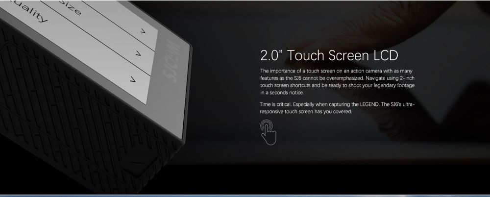 SJCAM SJ6 Legend Sports & Action Camera 4K/24FPS Waterproof, WiFi Remote Control 2.0'' LCD Touch Screen - Grey