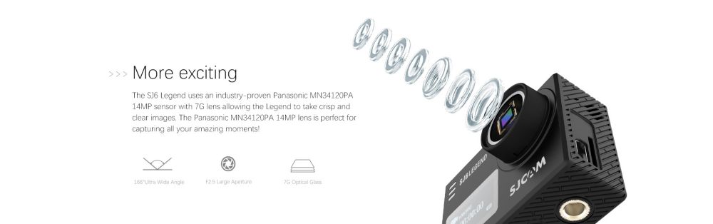 SJCAM SJ6 Legend Sports & Action Camera 4K/24FPS Waterproof, WiFi Remote Control 2.0'' LCD Touch Screen - Grey