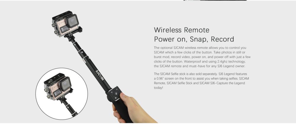 SJCAM SJ6 Legend Sports & Action Camera 4K/24FPS Waterproof, WiFi Remote Control 2.0'' LCD Touch Screen - Grey