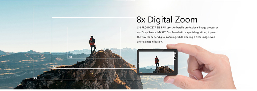 SJCAM SJ8Pro Sports & Action Camera 4K/60FPS Waterproof, WiFi Remote Control Sports DV FPV Camera - Black