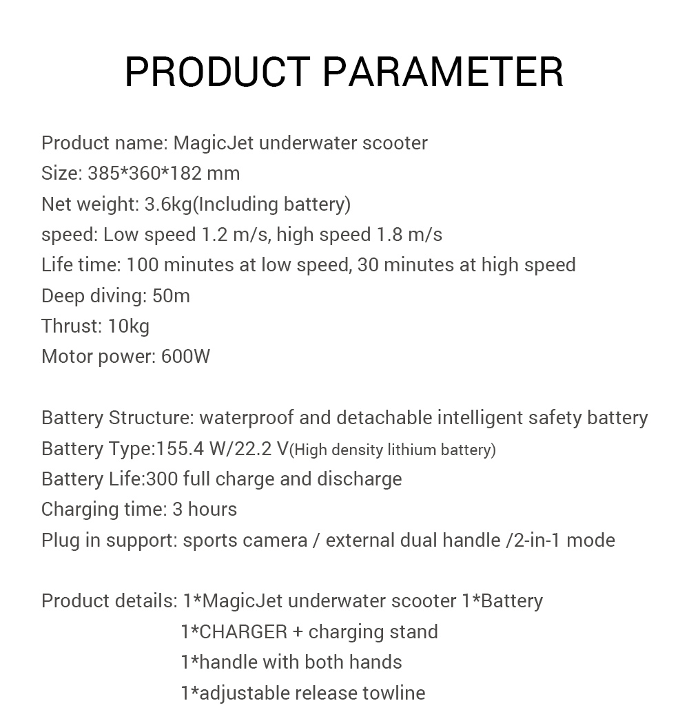 SMACO 2-in-1 600W Electric Underwater Propeller Two Speed Booster Diving Scuba Booster