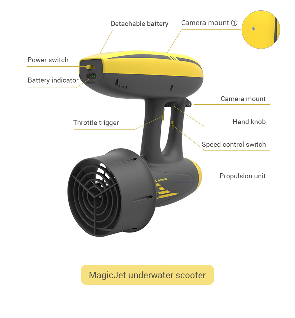 SMACO 2-in-1 600W Electric Underwater Propeller Two Speed Booster Diving Scuba Booster