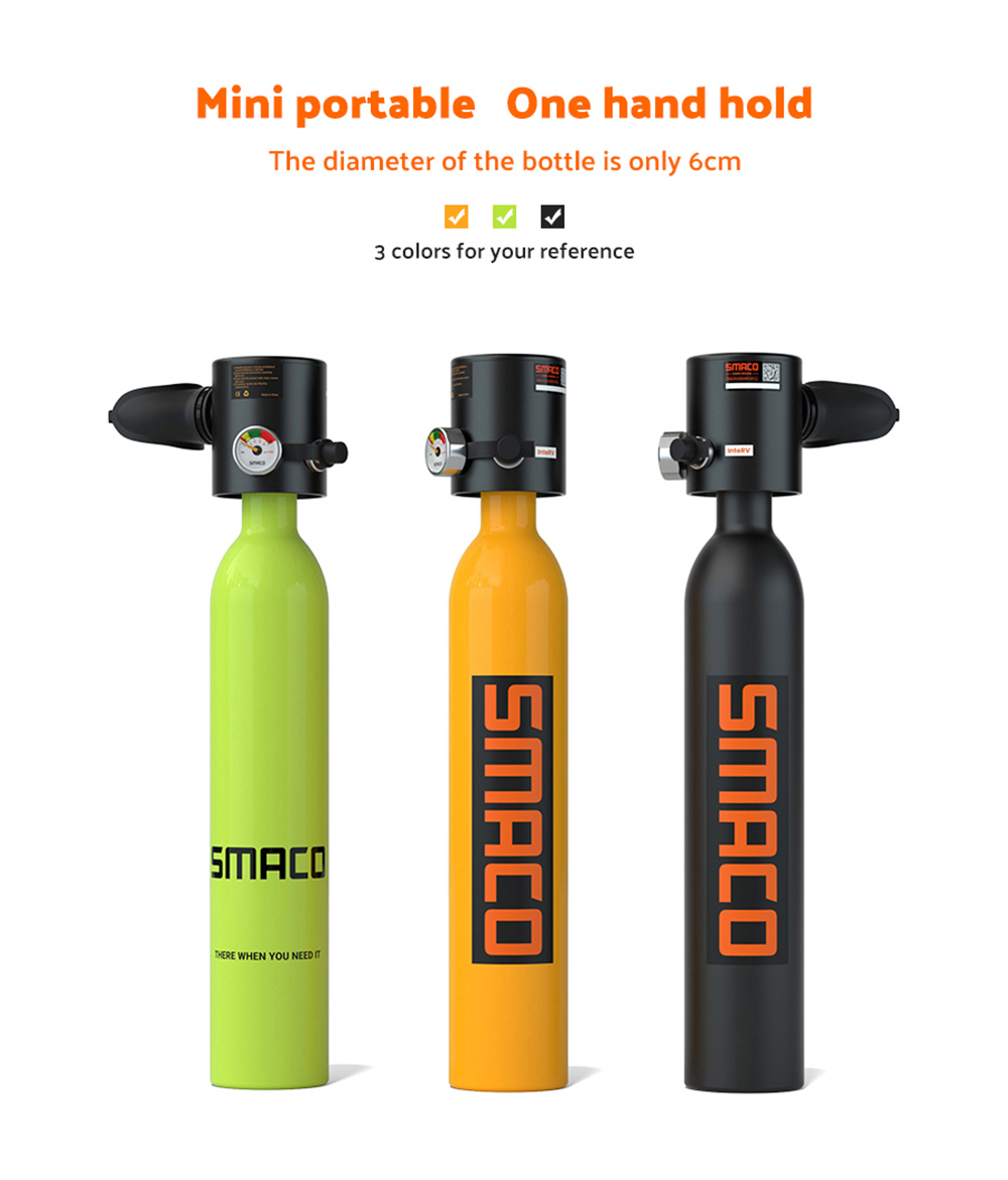 SMACO S300-B3 0.5L Mini Scuba Diving Tank 5-7 Minutes Using Time With Hand Pump - Black 7 SMACO S300 0.5L Mini Scuba Diving Tank 5-7 Minutes Using Time with Hand Pump - Black