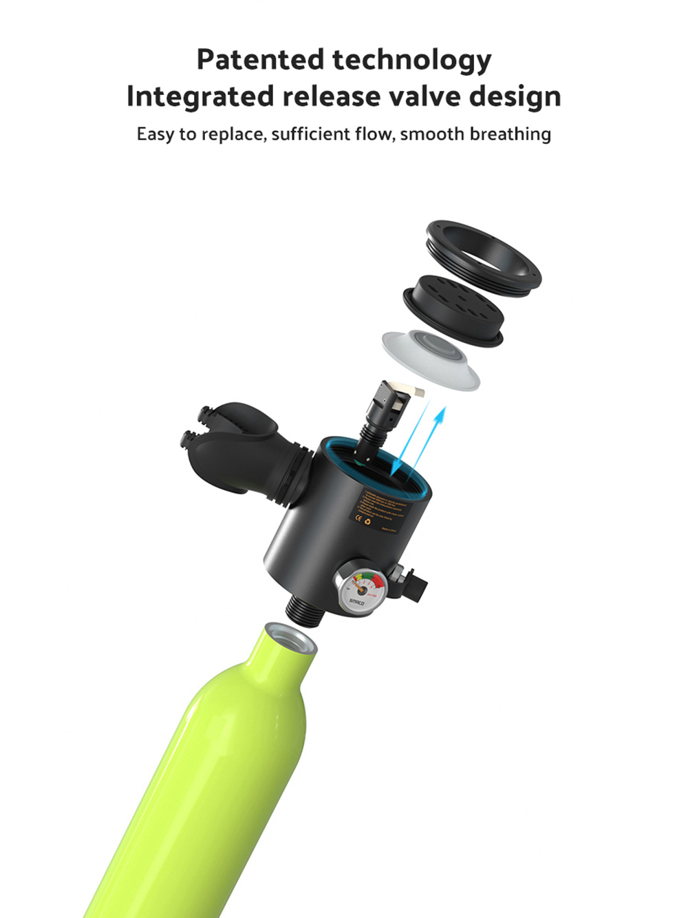 SMACO S300-B3 0.5L Mini Scuba Diving Tank 5-7 Minutes Using Time With Hand Pump - Black 11 SMACO S300 0.5L Mini Scuba Diving Tank 5-7 Minutes Using Time with Hand Pump - Black