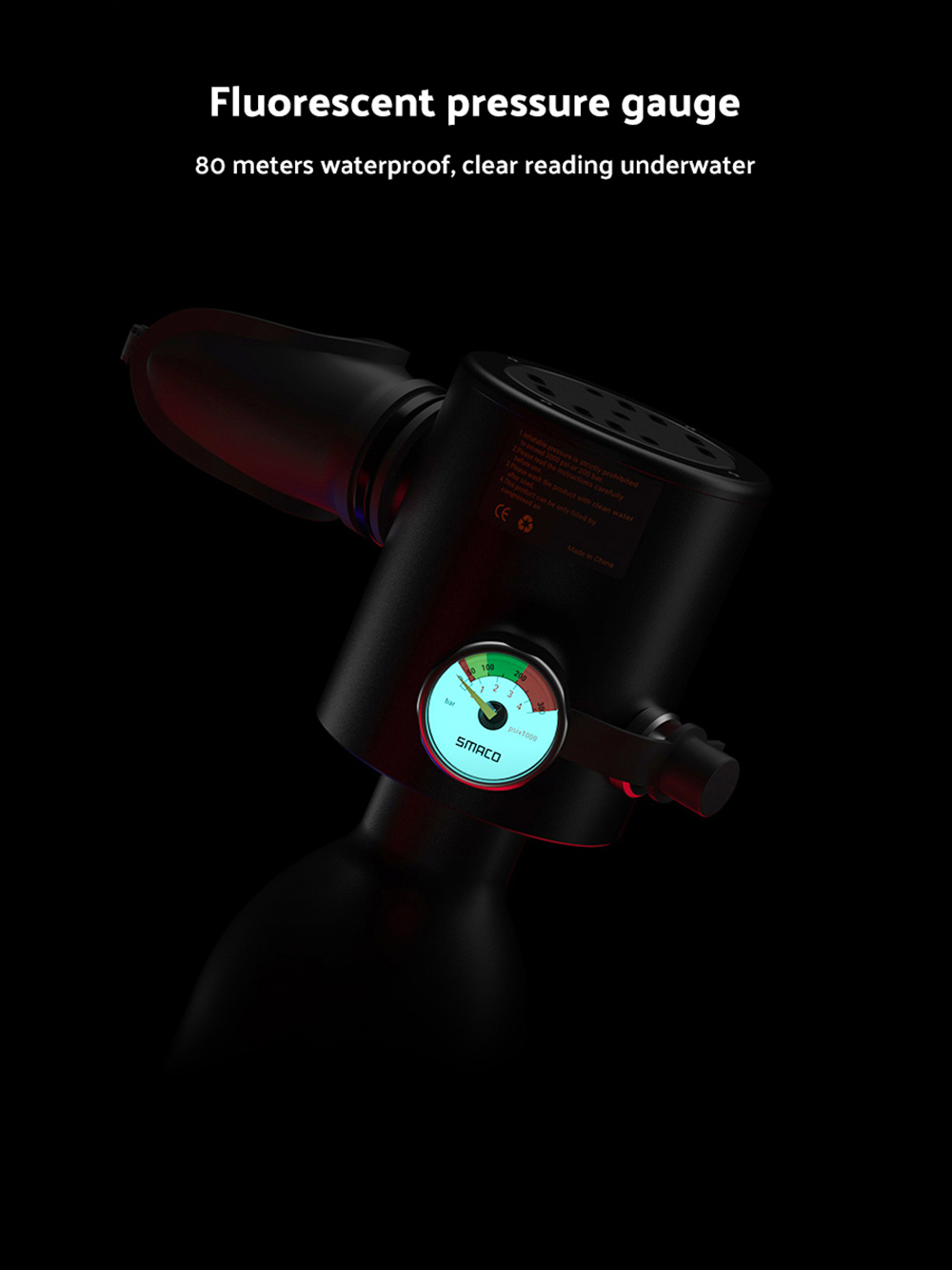 SMACO S300-B3 0.5L Mini Scuba Diving Tank 5-7 Minutes Using Time With Hand Pump - Black 12 SMACO S300 0.5L Mini Scuba Diving Tank 5-7 Minutes Using Time with Hand Pump - Black