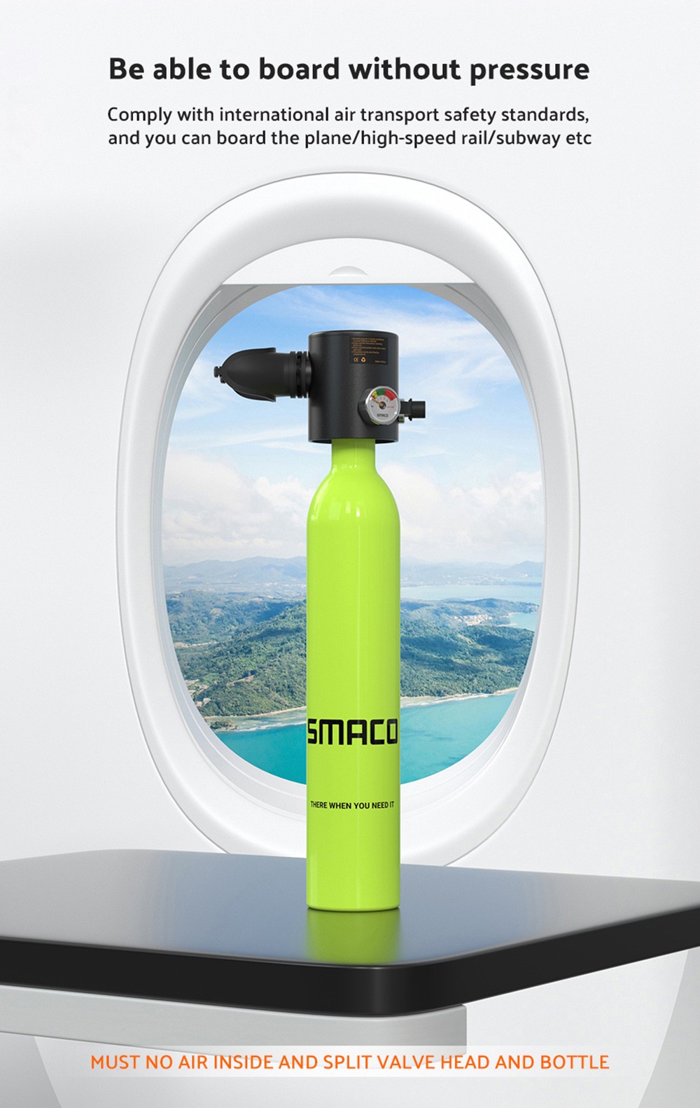 SMACO S300-B3 0.5L Mini Scuba Diving Tank 5-7 Minutes Using Time With Hand Pump - Black 14 SMACO S300 0.5L Mini Scuba Diving Tank 5-7 Minutes Using Time with Hand Pump - Black