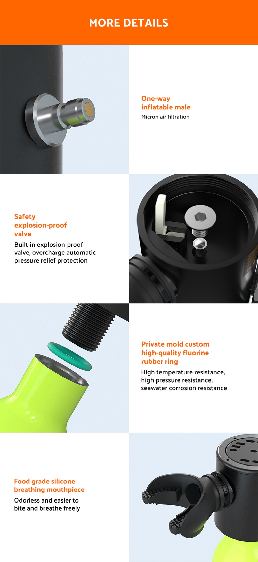 SMACO S300 0.5L Mini Scuba Diving Tank 5-7 Minutes Using Time with Hand Pump - Green