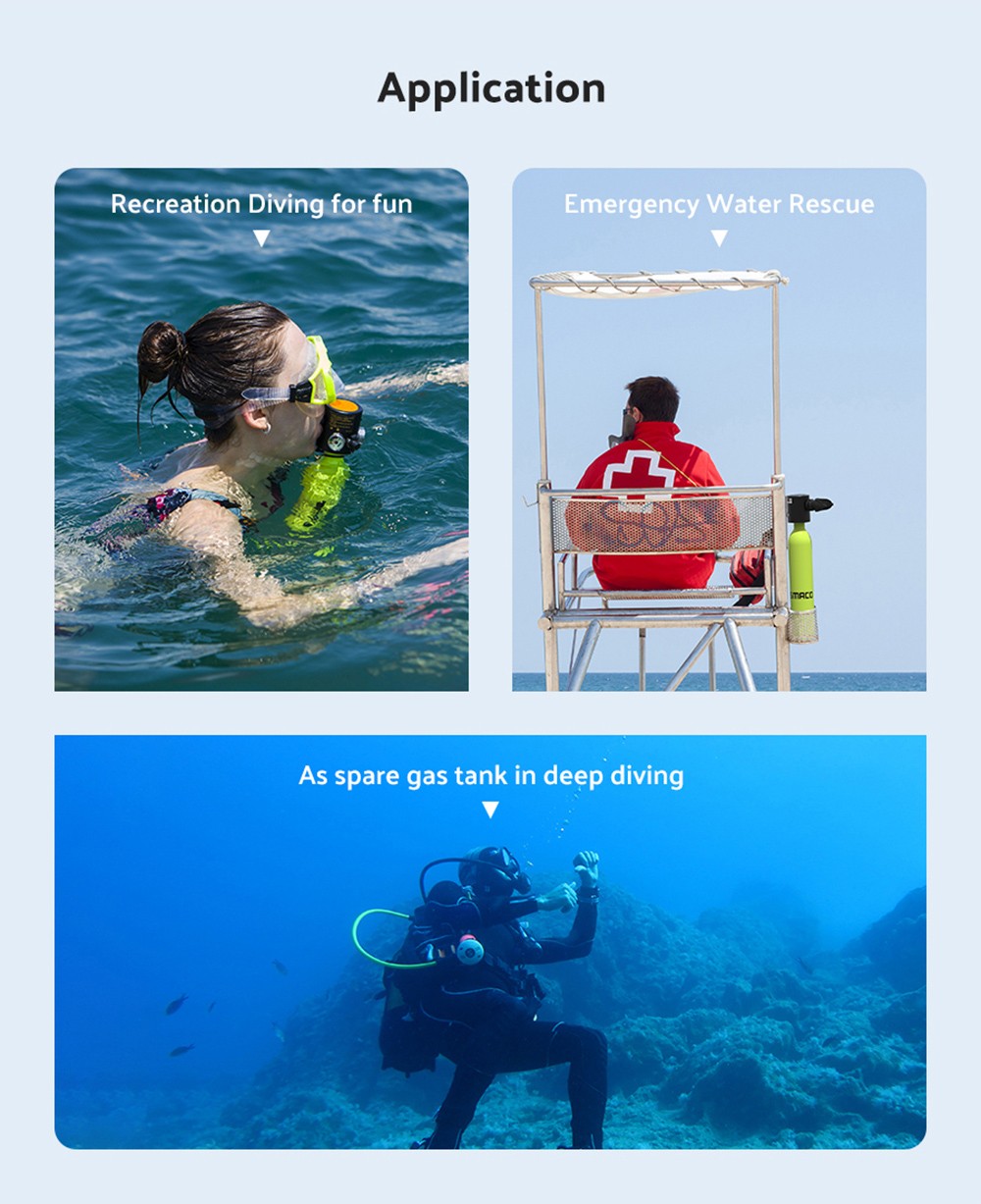 SMACO S300-A7 0.5L Mini Scuba Diving Tank 5-7 Minutes Using Time With Refill Adapter - Green 6 SMACO S300 0.5L Mini Scuba Diving Tank 5-7 Minutes Using Time with Refill Adapter - Green