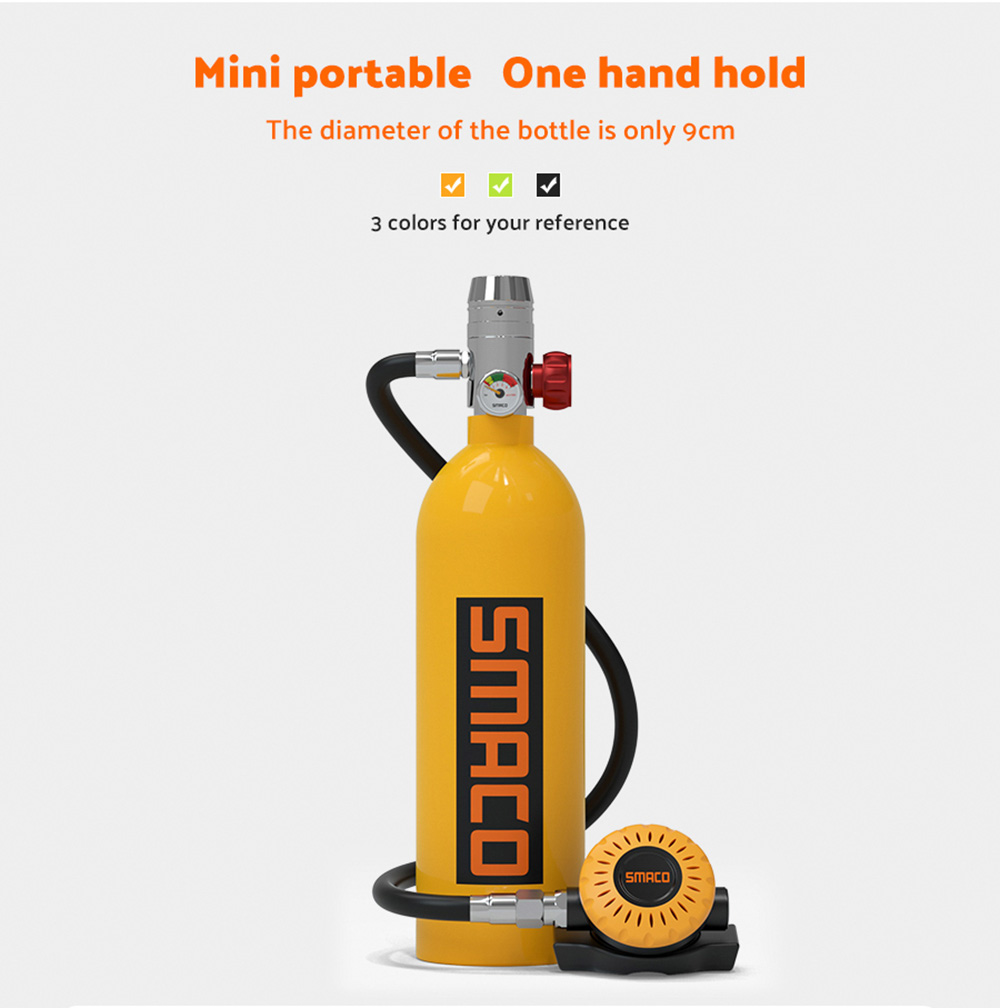 SMACO S400 1L Mini Scuba Diving Tank With DOT Certified 15-20 Minutes Using Time 1L Portable Bag - Green 12 SMACO S400 1L Mini Scuba Diving Tank with DOT Certified 15-20 Minutes Using Time 1L Portable Bag - Green