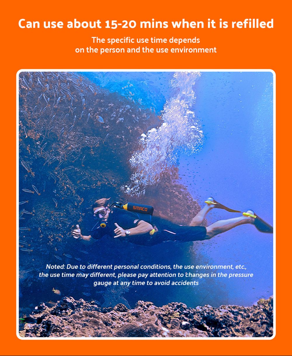 SMACO S400 1L Mini Scuba Diving Tank With DOT Certified 15-20 Minutes Using Time 1L Portable Bag - Green 15 SMACO S400 1L Mini Scuba Diving Tank with DOT Certified 15-20 Minutes Using Time 1L Portable Bag - Green