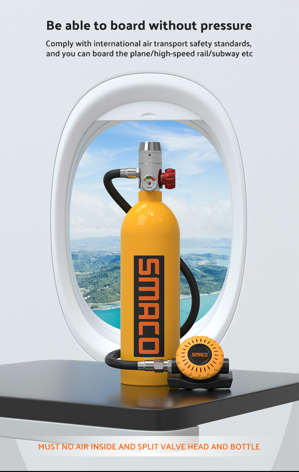 SMACO S400 1L Mini Scuba Diving Tank With DOT Certified 15-20 Minutes Using Time 1L Portable Bag - Green 19 SMACO S400 1L Mini Scuba Diving Tank with DOT Certified 15-20 Minutes Using Time 1L Portable Bag - Green