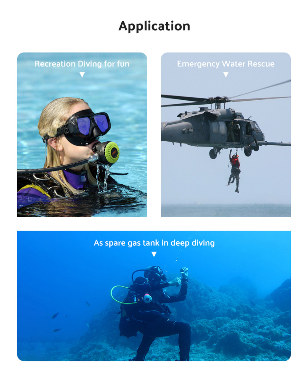 SMACO S400 Plus 1L Mini Scuba Diving Tank for 15-20 Minutes Using Time Lightweight and Portable Diving Set - Black