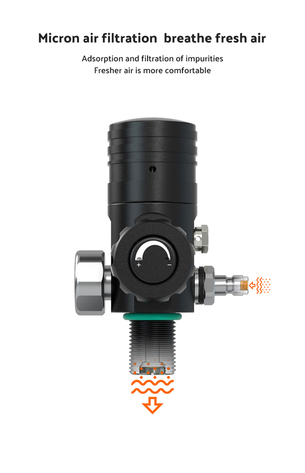 SMACO S400 Plus 1L Mini Scuba Diving Tank for 15-20 Minutes Using Time Lightweight and Portable Diving Set - Black