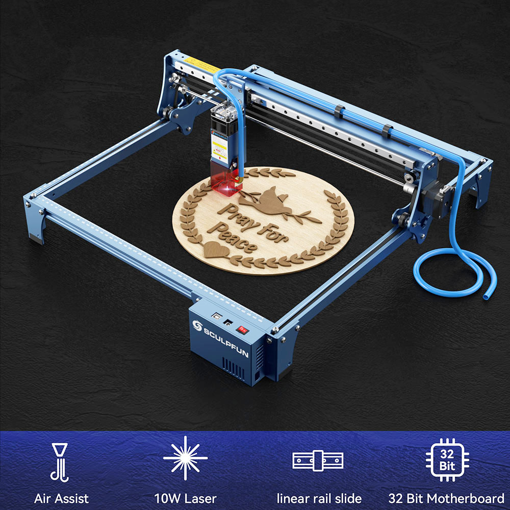 Sculpfun S10 Lasergravierer Vollmetall-CNC-Lasergravurmaschine 10 W Hochpräziser Gravurbereich 410 x 400 mm