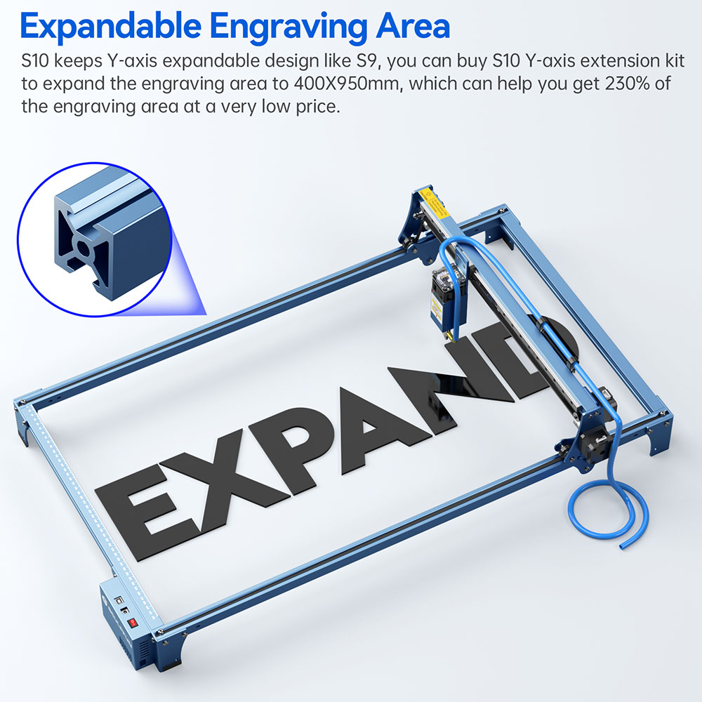 Sculpfun S10 Laser Engraver Full-Metal CNC Laser Engraving Machine 10W High Precision Engraving Area 410x400mm