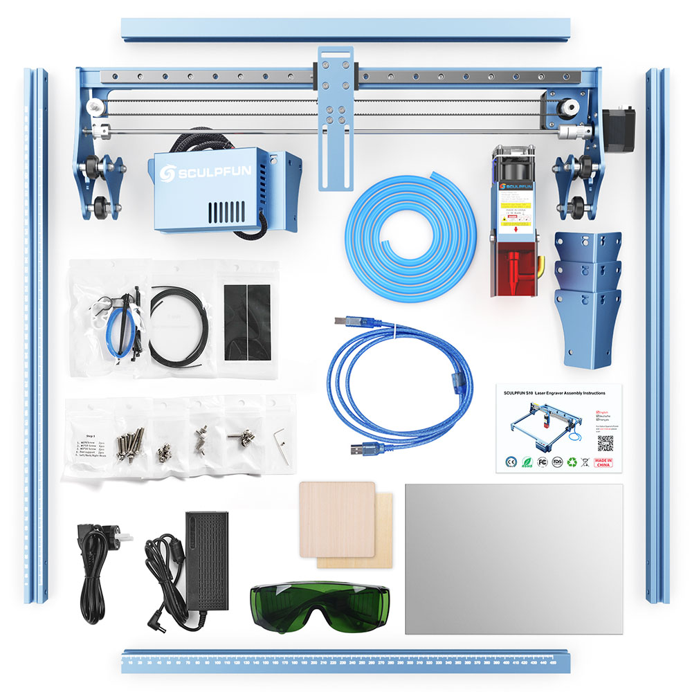 Laserový gravírovací stroj Sculpfun S10 Full-Metal CNC Laser Engraver 10W High Precision Engraving Area 410x400mm