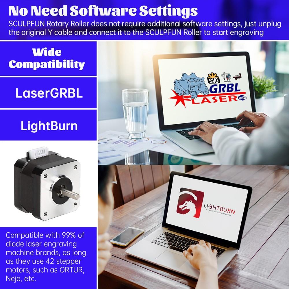 Sculpfun Laser Rotary Roller Laser Engraver Y-axis Rotary with 360 Degree Rotating for Laser Engraving Cylindrical Objects Cans