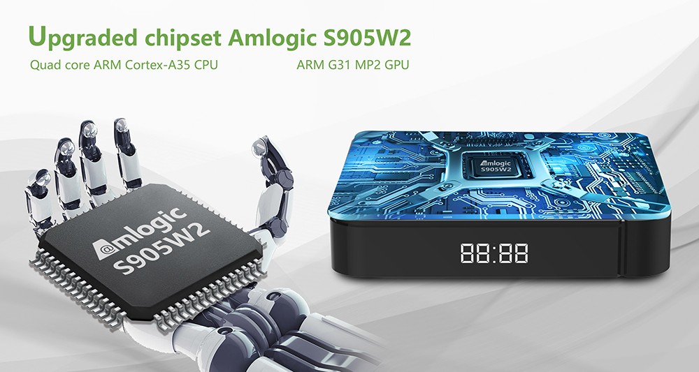 TANIX W2 TV BOX Android 11 Amlogic S905W2 Quad Core ARM Cortex A53 2G DDR4 RAM 16GB ROM 2.4G+5G WiFi BT 4K - AU Plug