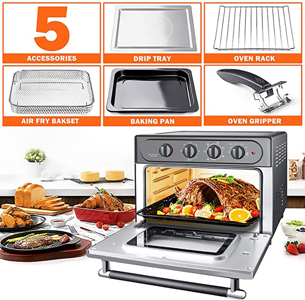 WEESTA 7-in-1 Air Fryer Toaster Oven Combo, 24QT Large Air Fryer with Accessories & E-Recipes - Grey