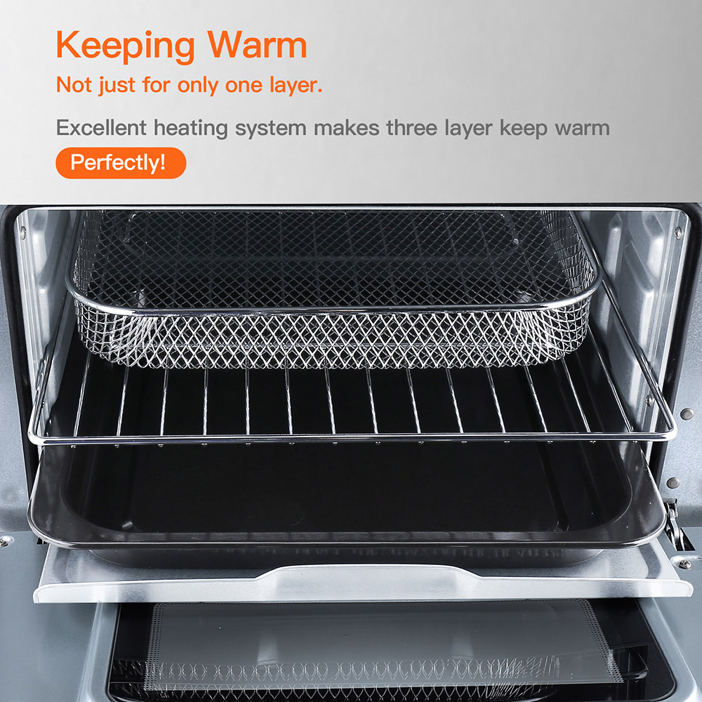 WEESTA 7-in-1 Air Fryer Toaster Oven Combo, 24QT Large Air Fryer with Accessories & E-Recipes - Grey