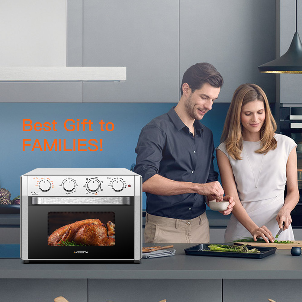 WEESTA 7-in-1 Air Fryer Toaster Oven Combo, 24QT Large Air Fryer 3.0 Double Mode System Technology - Silver