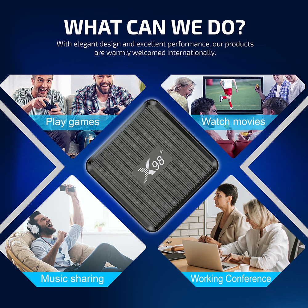 X98Q TV BOX Android 11 Amlogic S905W2 Quad Core ARM Cortex A53 2G RAM 16GB ROM 2.4G+5G WiFi 4K AV1 - UK Plug
