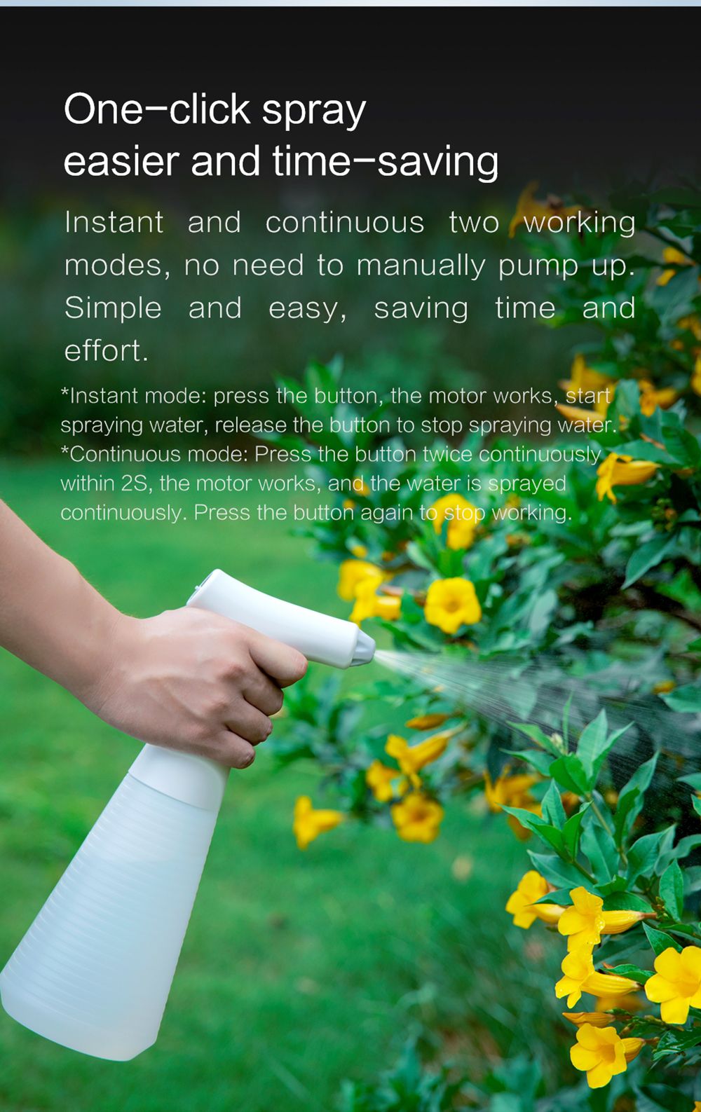 Xiaoda 550ml Portable Electric Watering Can USB Type-C Rechargeable Nano Steam Water Spray