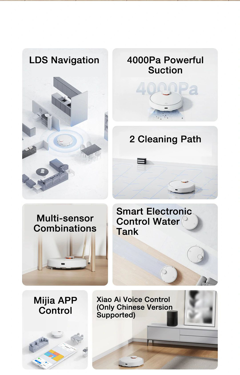 Xiaomi Mijia 3C Smart Robot Vacuum Cleaner Sweeping Mopping LDS Navigation 4000Pa Suction 2600mAh with APP Control