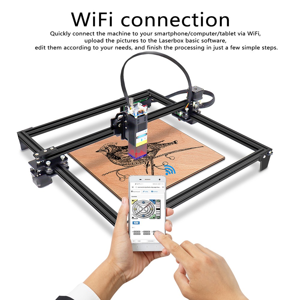 ZBAITU M37 FF80 10W CNC Laser Engraving Cutting Machine With 32-Bit Motherboard, WIFI Offline Control, Portrait Carving