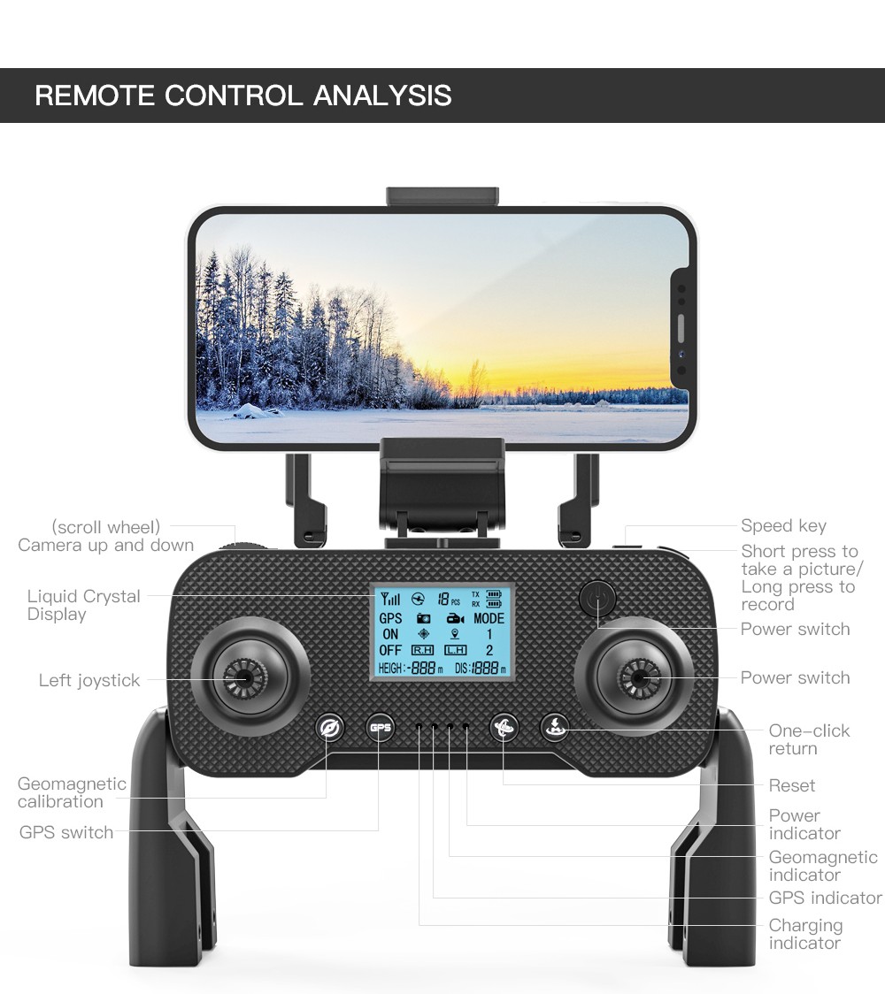ZLL SG107 Pro RC Drone GPS 4K Profesional 5G WiFi FPV Quadcopter Foldable 1.2KM Distance 120M Height - One Battery