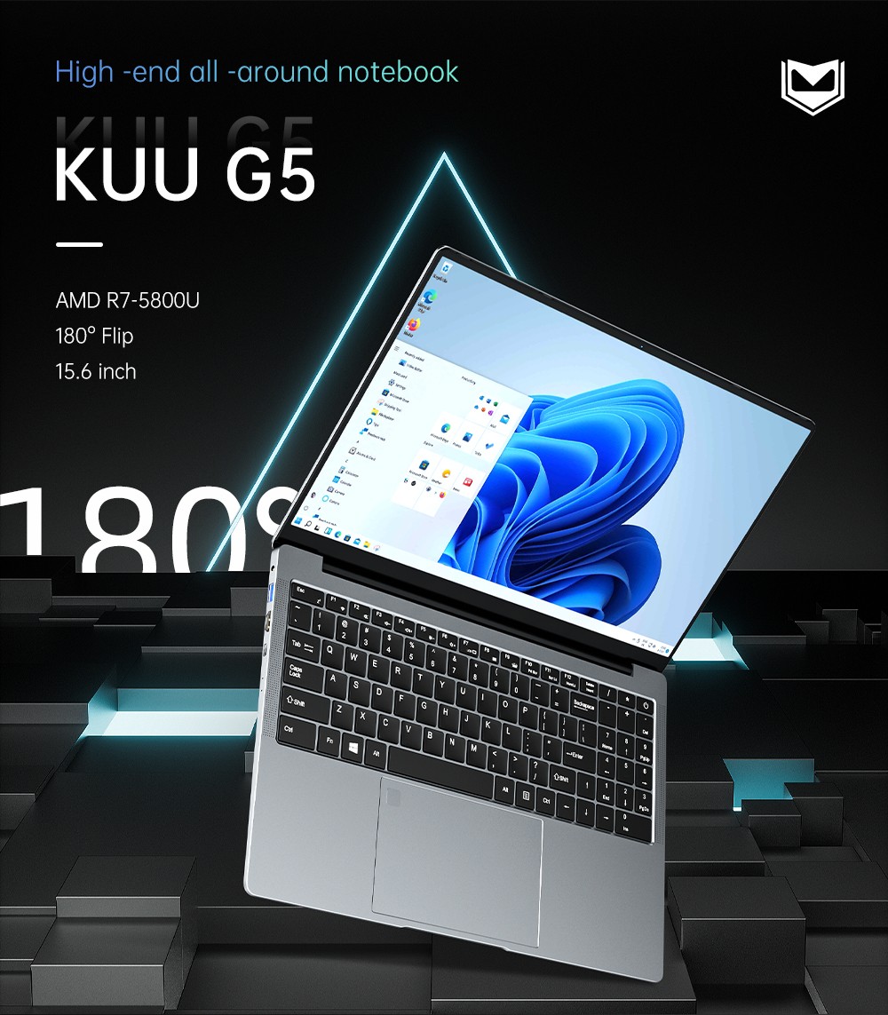 KUU G5 Laptop AMD R7 5800U Processor 15.6'' 1920*1080 IPS Screen 16GB DDR4 2666MHz 512GB PCIE Windows 11