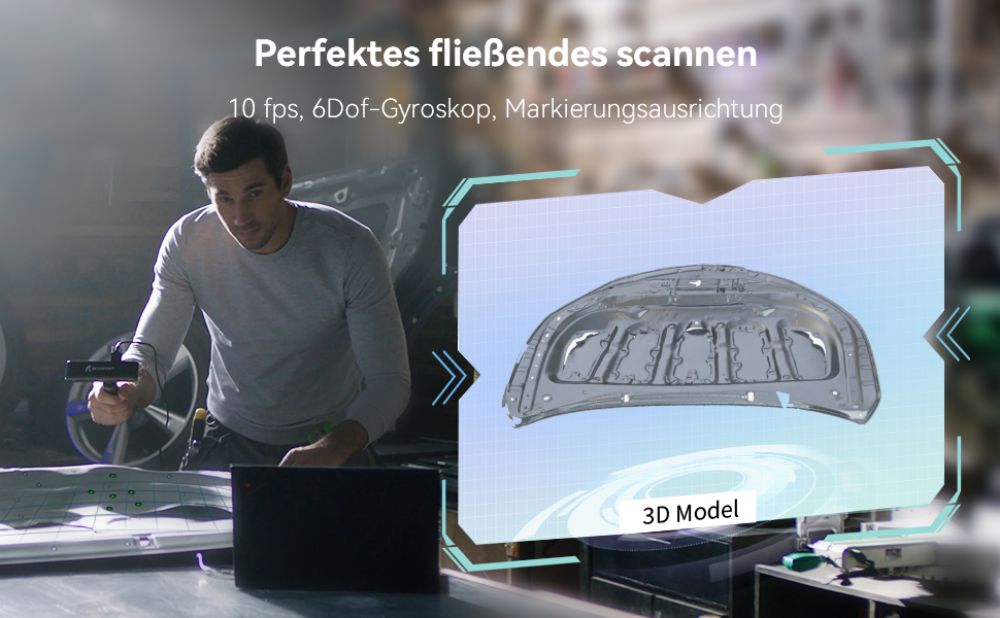 Revopoint POP 2 3D Scanner Premium Edition, Handheld and Turnable 2 in 1, 0.1mm Accuracy, 0.15mm Point Distance, 10Hz FPS, 6DoF Gyro, Color Effect, 5000 mA Power Bank, Compatible with iOS Android Windows