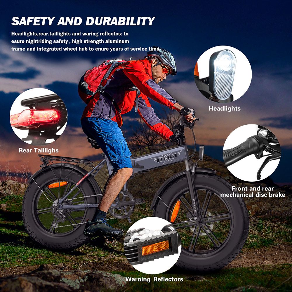 ENGWE EP-2 Pro Folding Electric Bike 2022 Version 20 Inch Fat Tire 750W Motor 13Ah Battery 35km/h Max Speed 100km Range Mountain Beach Snow Bicycle Dual Disc Brake - Orange