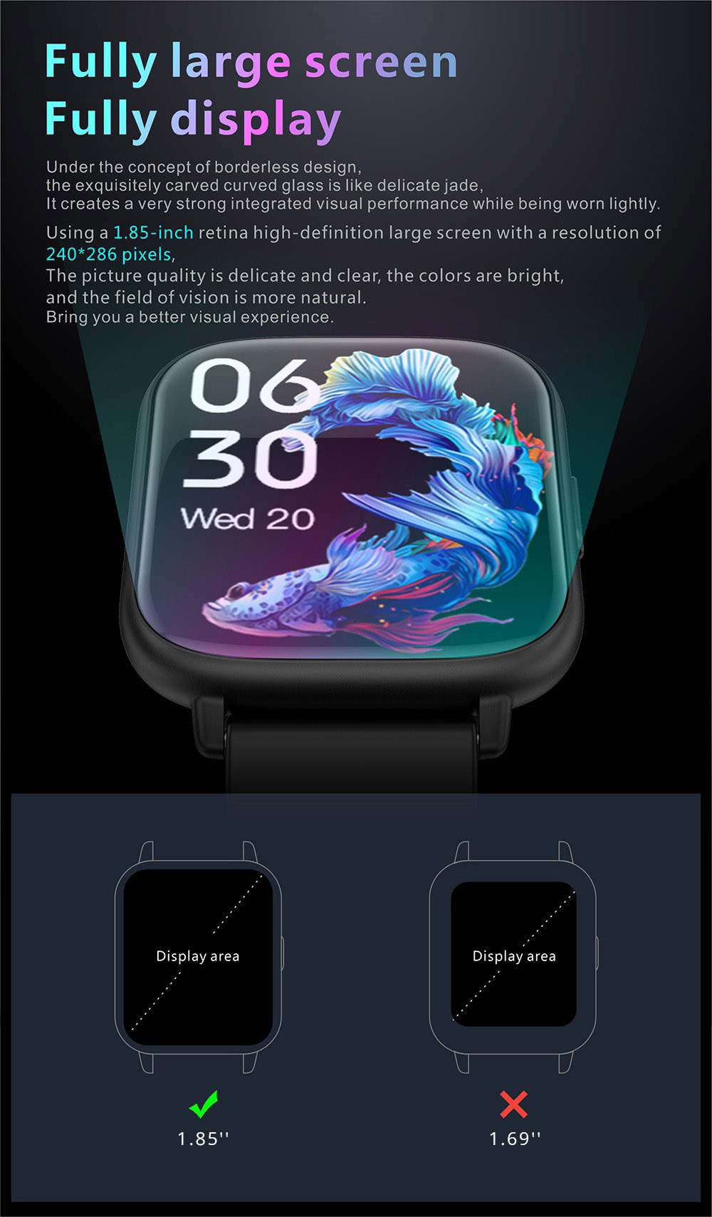 Q9 Pro GT2 Smartwatch 1.85'' TFT HD Touch Screen BT5.0 Heart Rate Blood Pressure SpO2 Monitor Fitness Tracker - Black&Blue