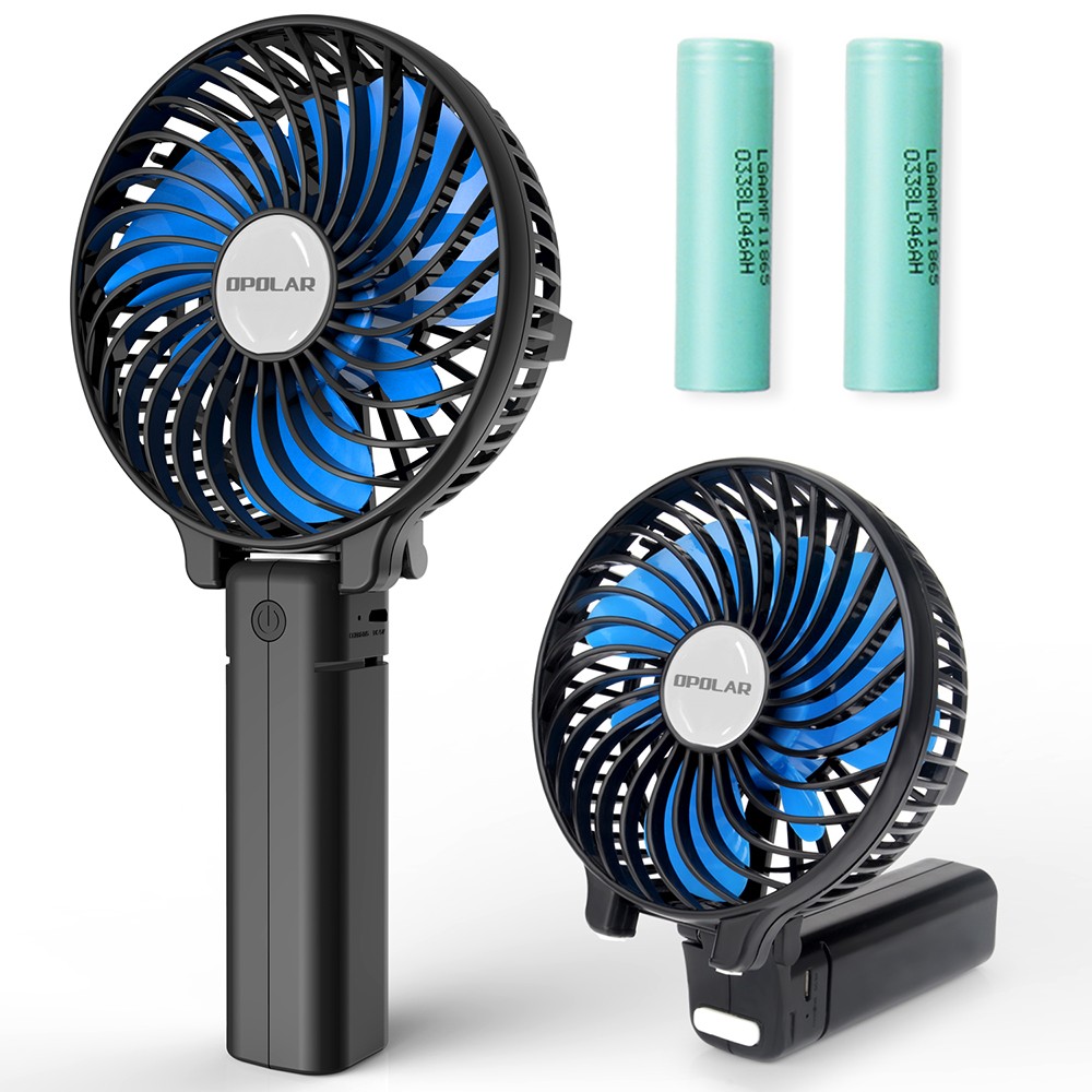 2200mAh Foldable Mini Handheld Fan, USB Rechargeable Cooling Fan, 3 Speed, Blue Blades Desk Fan for Indoor Outdoor