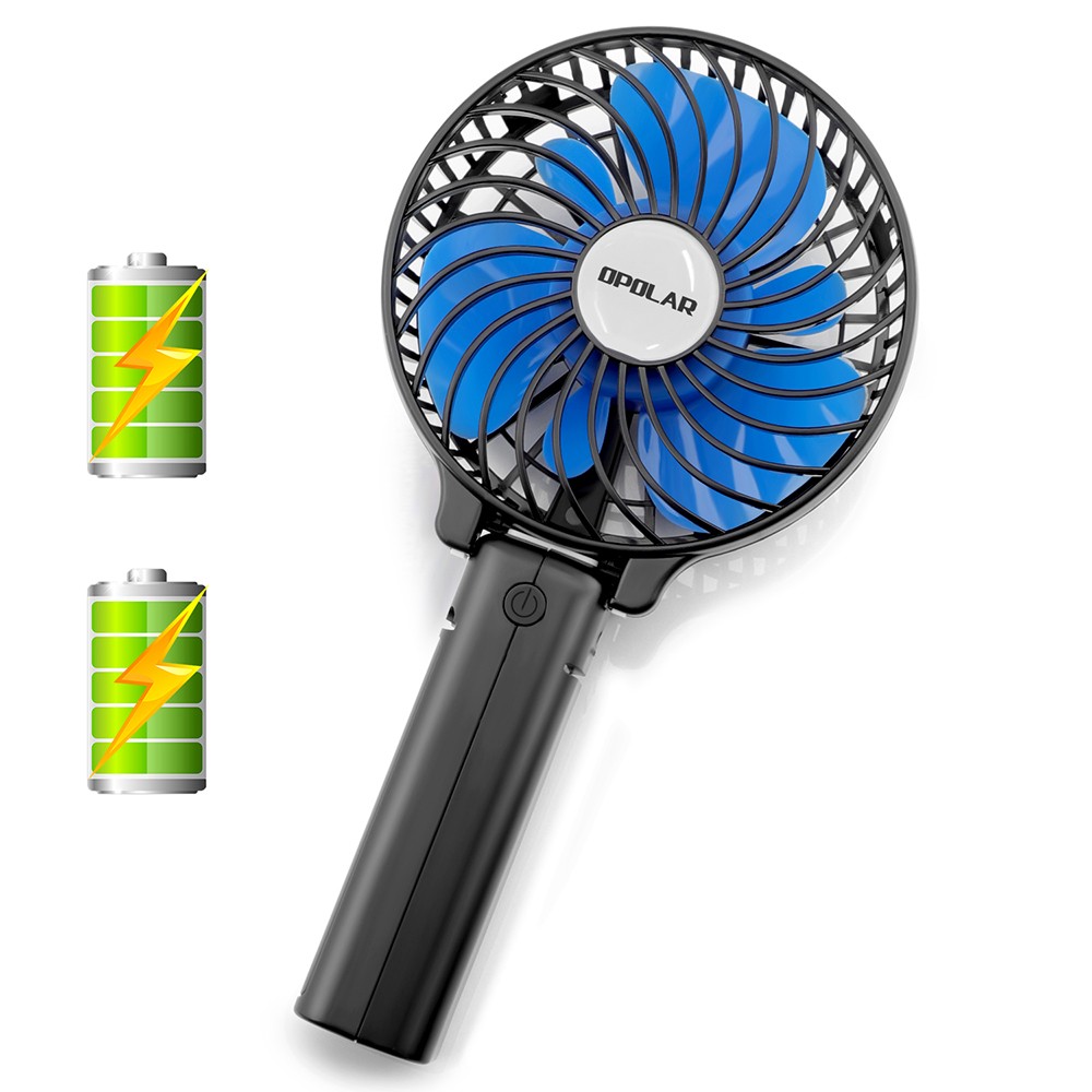 2200mAh Foldable Mini Handheld Fan, USB Rechargeable Cooling Fan, 3 Speed, Blue Blades Desk Fan for Indoor Outdoor