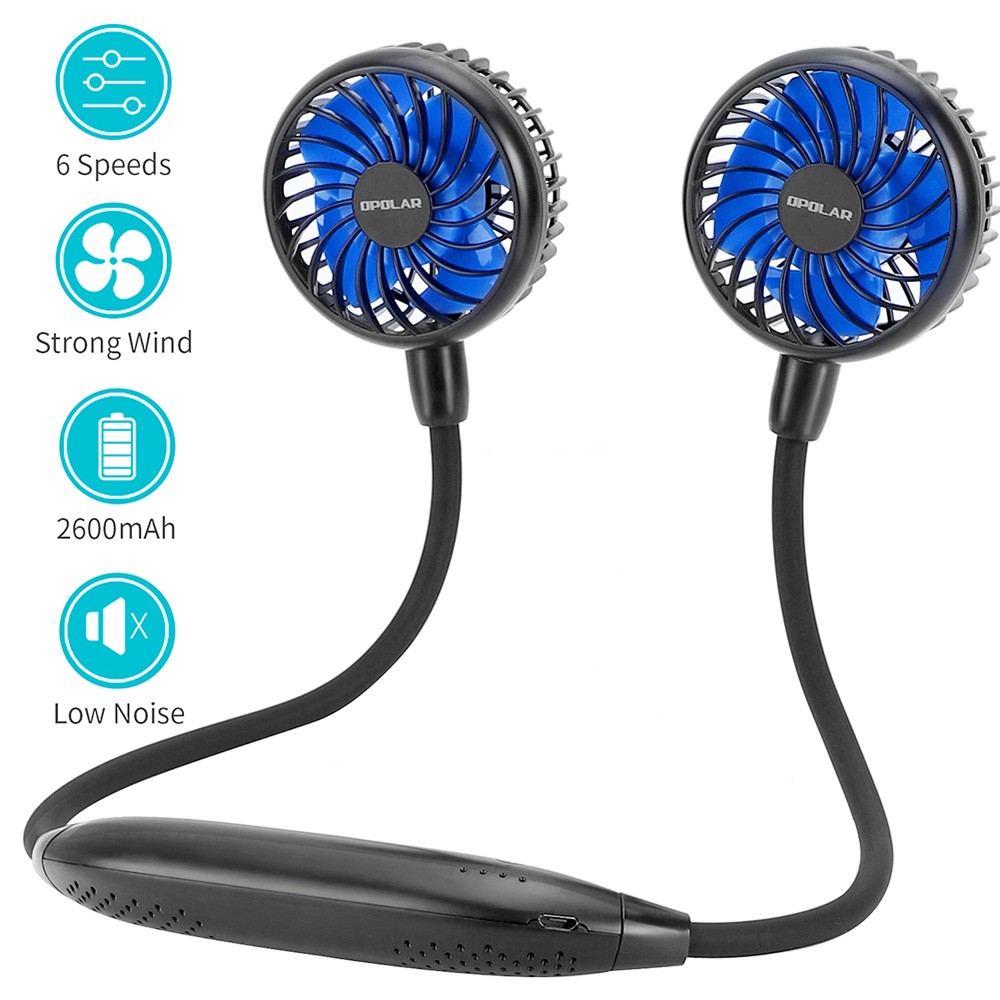 2600mAh Personal Neck Fan, Ultra Quiet USB Hands-Free Neckband Fan with 6 Speeds, Strong Wind, 360 Degree Adjustable