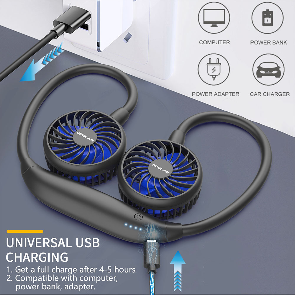 2600mAh Personal Neck Fan, Ultra Quiet USB Hands-Free Neckband Fan with 6 Speeds, Strong Wind, 360 Degree Adjustable