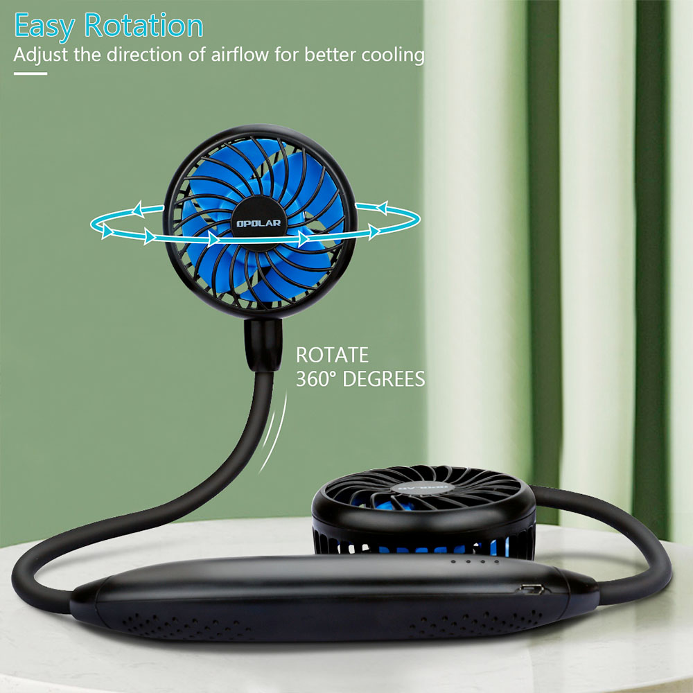 2600mAh Personal Neck Fan, Ultra Quiet USB Hands-Free Neckband Fan with 6 Speeds, Strong Wind, 360 Degree Adjustable