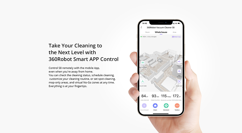 360 S8 Robot Vacuum Cleaner LIDAR SLAM 2700Pa Mop 360ml Dustbin 320ml 3-Level Water Tank Multifloor Map Management Edge
